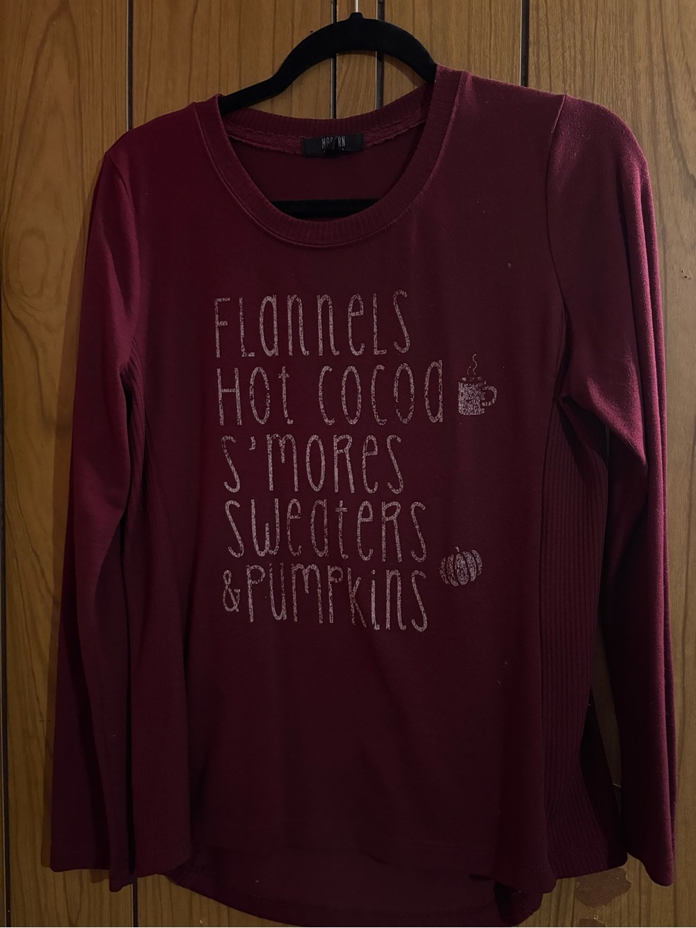 Fall Inspired Long Sleeve Tee in Burgandy